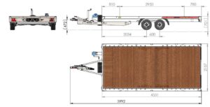 Dépanneuse Double Essieux Freinée uniplat 450 450×200 3000 kg avec rampes de chargement