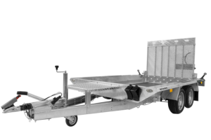 Remorque lourde à deux essieux pour le transport de mini-pelles 400×180 UNITRAILER STARK 3 400 DMC 3500 kg avec une roue de support automatique